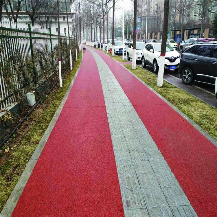 海尼承接公交站臺(tái)透水路面工程 彩色防滑運(yùn)動(dòng)跑道路面施工